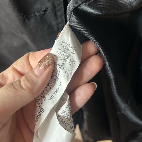 ZARA Basic, size M, long black trench coat, belt, pockets, button up front - Picture 8 of 12